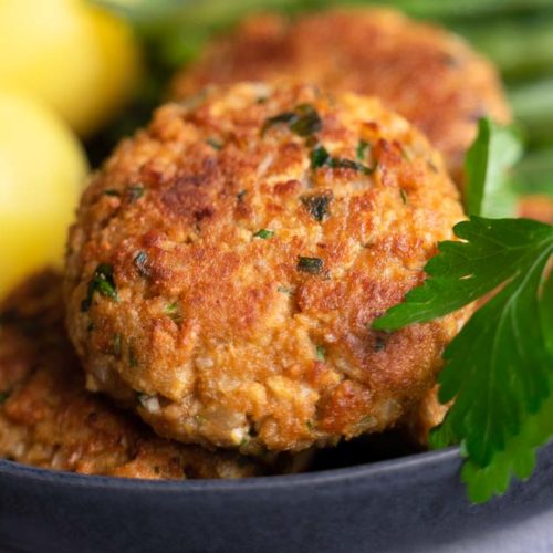 Two vegan minced meat patties on a plate
