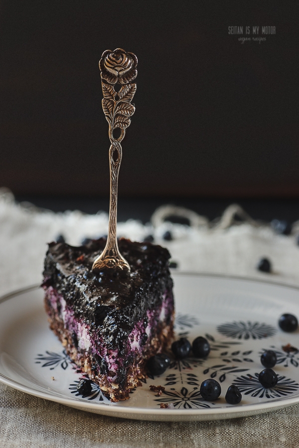 macaroon chocolate cake with blueberry topping | Vegan MoFo 2015