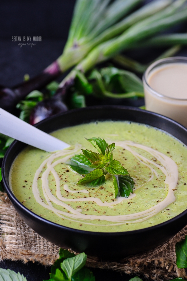 Zucchini Mint Soup with Tahini