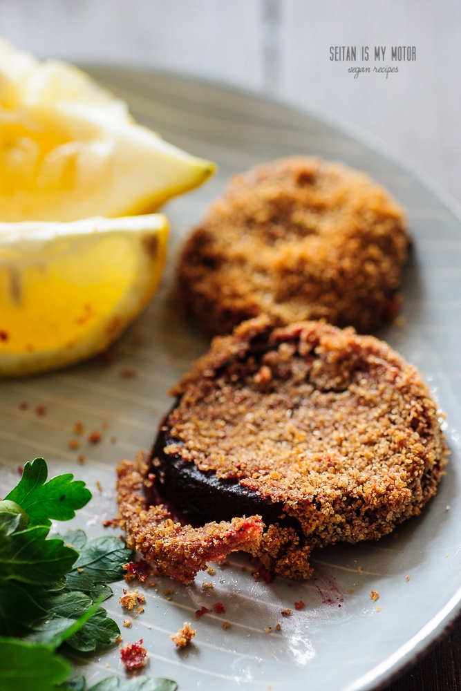 baked beet schnitzel #vegan #aquafaba