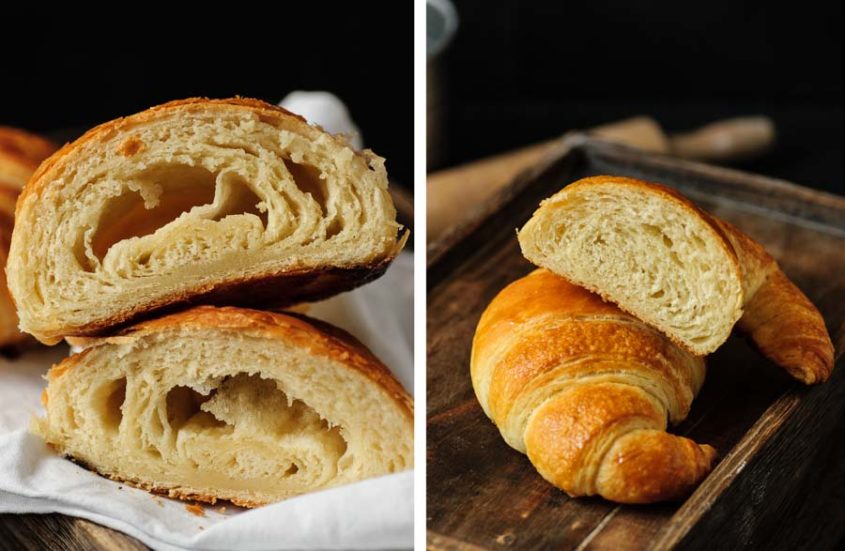 vegan croissants cut open