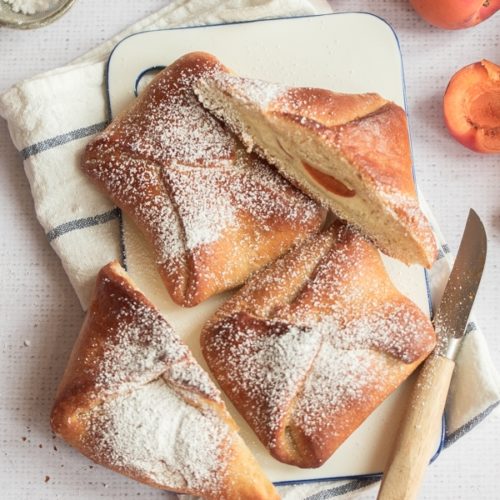 Apricot kolaches on a tray
