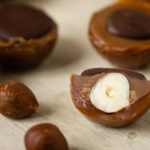 Caramel candies filled with nougat and hazelnuts