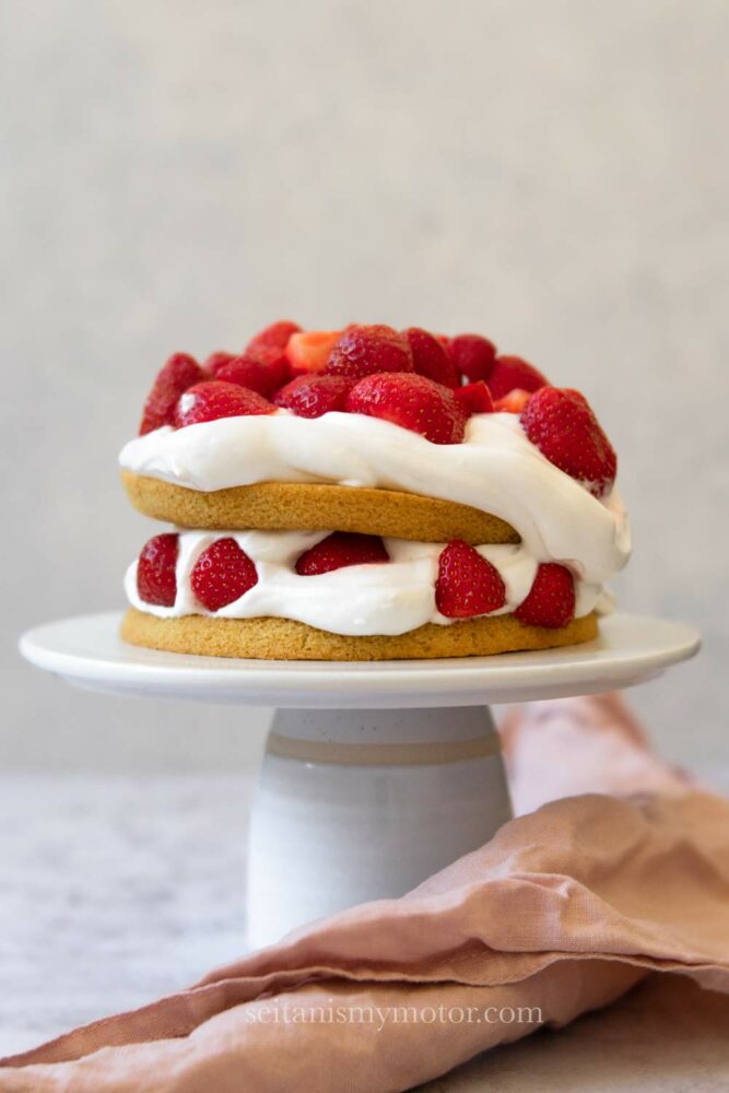 Strawberry Shortcake with Aquafaba. Aquafaba